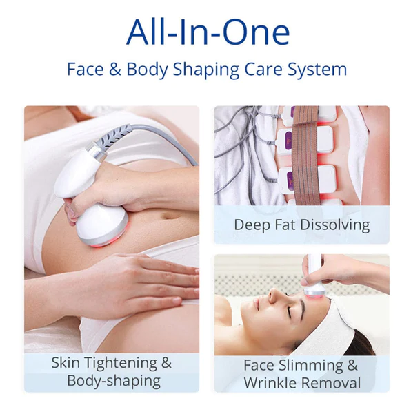  Unleash the power of 6-in-1 sculpting technology with our Ultrasound Cavitation, RF, EMS, Vacuum, and Laser Lipo device. This comprehensive system offers a non-invasive approach to body contouring, targeting fat reduction, cellulite reduction, and skin tightening. Sculpt and rejuvenate your body with the latest in beauty and wellness technology.